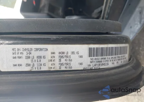 1994 Jeep Wrangler / Yj S from USA, damaged, VIN 1J4FY19P1RP451154